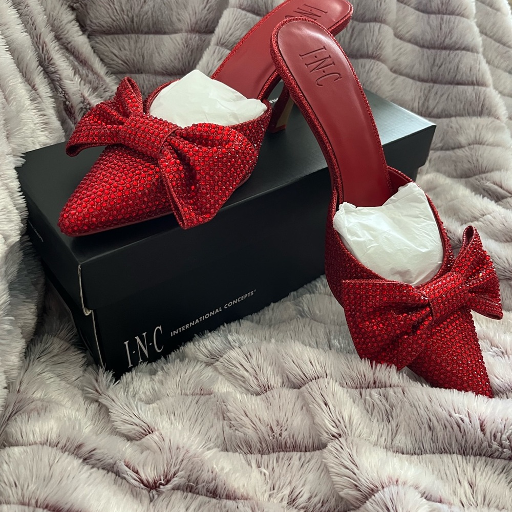 INC Red Sequined, kitten 2 inch heel. Black pair sold separately